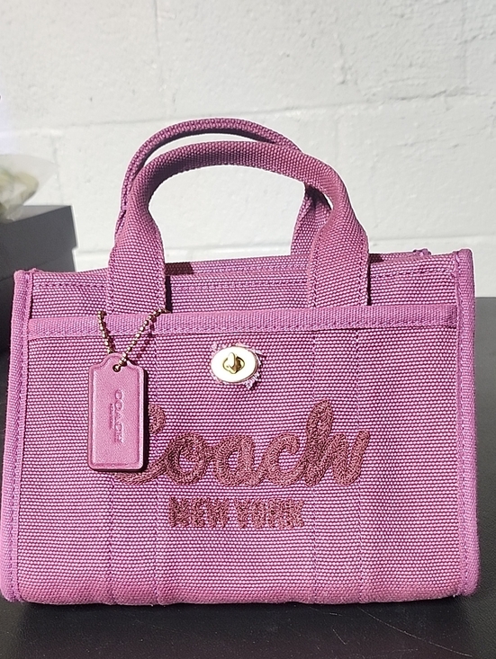 Coach Handbags - Coach Magenta Canvas Mini Tote with Turn-Lock